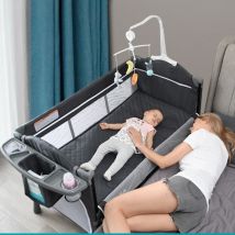Tragbares Babybett mit Wickeltisch, Neugeborenen-Babybetten, Co-Schlafbett, Kinderwiege, Rocker, Babybetten für Kinder im Alter von 0–6 Jahren