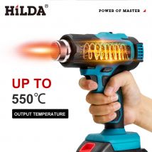 HILDA Handgehaltene Heißluftpistole mit Einstellbarer Temperatur Nicht-Einstellbare Temperatur Tragbar für Makita 21V Akku Elektrische Heißluftpistole