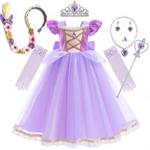 Rapunzel Kleid für Mädchen Pailletten Tüll Prinzessin Kostüm Kinder Halloween Karneval Fancy Elegantes Kleid Kinder Festzug Party Kleidung