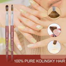 Keimeis Acrylic Nail Brush 100% Kolinsky Acrylic Brushes for Nails Size 10 Oval Crimped Shaped Nail Brushes for Acrylic Applicat