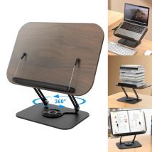 Multifunktional 360° °   Drehbarer, faltbarer Lehrbuchständer, verstellbarer Leseständer aus Aluminiumlegierung mit Federclip für Laptops und Tablets