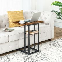 HOOBRO Tavolino pieghevole a forma di C Tavolino da caffè Tavolino da snack con ripiano portaoggetti Comodino sottile per soggiorno Bedrom