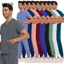 Nuovo Leggero Anti-Rughe Uniforme Chirurgica Donna Uomo Infermiera Medica Scrub Set Morbido E Traspirante Jogger Infermieristica Clinica Abbigliamento Da Lavoro