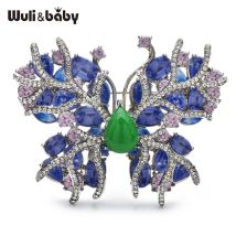 Wuli&baby Beautiful Butterfly Brooches 4-color Rhinestone Insects Brooch For Women's Clothes Backpack Pins Gifts