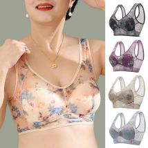 Ice Silk Non Padded Wireless Bra for Women Comfortable Breathable Gathering Vest Lightweight Support for Large Size