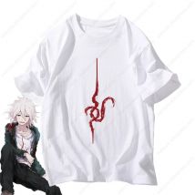 Anime Komaeda Nagito T-shirt Cosplay Costume Dangan Ronpa White Short Sleeve Cotton Shirts Men Women Casual Tops