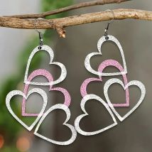 Mode Schöne Hohl Schicht Liebe Herz Multi Schicht Liebe Spleißen Acryl Ohrringe für Frauen Täglichen Zubehör Kreative Party Geschenke