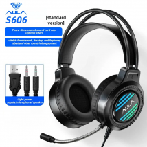 AULA S606 Cuffie da gioco cablate RGB Effetti di illuminazione freddi Riduzione del rumore Fascia galleggiante per computer con microfono per giocatori Esports