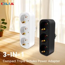 Dualer Schuko-Adapterstecker, kabellos, max. 3680 W, max. 250 V/16 A Multiplug, 3-fach