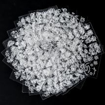 30Pcs/Set Lace Bride White Flowers Nail Art Stickers 1*kit 3D Hollow Flowers Nail Decal 6*5cm*30pcs Romantic Manicure Slider~