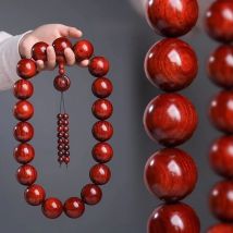 Natürliche lobuläre rote Sandelholz perlen 30mm große Perlen Hals Rosenkranz Perlen Hand Rosenkranz Perlen Anhänger Mahagoni Perlen Schmuck