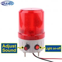 Lautstärke einstellbares Alarmlicht, rotierende blinkende LED-Lampe mit Ton-Warnlicht, 220 V, 24 V, Licht, Ein-Aus, Rot