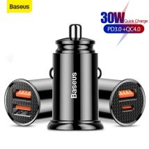 Baseus 30 W Schnellladegerät 3.0 Dual USB Schnellladeadapter Autotelefon-Ladegerät Typ C PD Autoladung für Handy-Ladegerät 4.0