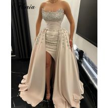 Einfache, elegante Abendkleider, Meerjungfrau, trägerlos, Kristalle, Ballkleider, Hochzeitsgäste, Kleider 2025, Robes De Soirée, individuell gestaltet