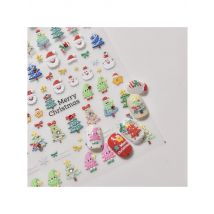 1PCS Crystal Diamond Christmas Wreath Bow Santa Claus Nail Art Stickers 5D Embossed Self Adhesive Slider Stickers For Nails DIY