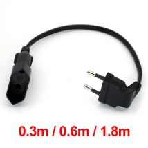 1 Stück EU-Netzadapterkabel, 90 Grad abgewinkelter europäischer runder 2-poliger Stecker auf Buchse, Stromkabel für USV PDU 0,3 m/0,6 m/1,8 m