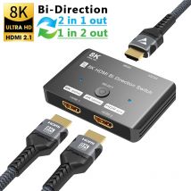 Switch HDMI 8K 1 ingresso 2 uscite 2 ingressi 1 uscita bidirezionale 8K@60Hz 4K@120Hz Switcher HDMI 2.1 2X1 1X2 Adattatore convertitore bidirezionale Splitter