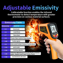 T580a Infrarot-Thermometer Handheld berührungs lose Temperatur pistole Hintergrund beleuchtung Emissions grad einstellbarer Temperatur bereich-50 °c ~ 580 °c