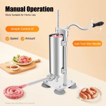 3L Vertical Manual Sausage Stuffer Machine 47.5*22.5*22.5cm Stainless Steel Sausage Maker Filling Meat Tools for Home Restaurant
