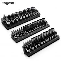 Organizzatori di prese magnetiche | Kit porta bussola da 3 pezzi | Azionamento 1/2,3/8 e 1/4". | Contiene 68 prese | Organizzatore di strumenti di qualità professionale