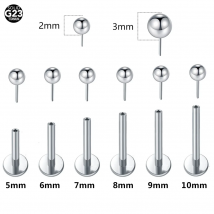 1/10 Stück Titan Push-in-Kugeln Labret Piercing Lippenring 20G 18G 16G Threadless Knorpel Helix Ohrring Körperschmuck