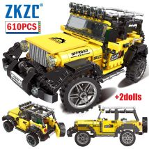 ZKZC techniczny pojazd wyścigowy terenowy ciężarówka Model samochodu klocki miejskie Monster Trucks cegły zabawki dla dzieci prezent