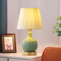 Amerikanische Keramik-Schreibtischlampe, europäisches Wohnzimmer, Arbeitszimmer, Schlafzimmer, Nachttischlampe, einfache, moderne, luxuriöse, warme nordische Stoff-Tischlampe