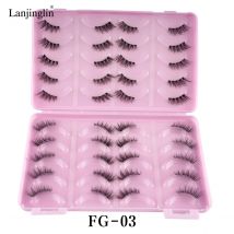 Lanjinglin Halbe Wimpern, weich, natürlich, 3D, natürliche falsche Wimpern, flauschiges Kreuz, Manga-Wimpern, Wispy, natürliches Wimpernverlängerungs-Make-up