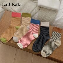 5 Pairs Frauen Socken Neue Mode Koreanischen Stil Gemischt-Farbe Weibliche Gestreiften Socken Multipack Warme Casual Mädchen Crew Socken weichen