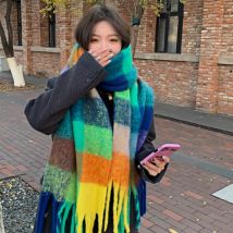 Neue Winter Plaid Schal für Frauen Luxus Marke Weiche Kaschmir Dicke Warme Pashmina Decke wickelt Quaste Schal Lange Poncho Echarpe