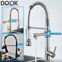 DQOK Black Brushed Spring Pull Down Kitchen Sink Faucet Mixer Ciepła i zimna woda Dźwig z podwójną