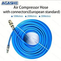 AGASEH Tubo flessibile per compressore d'aria da 1 pz con connettore rapido (UE 3 in 1 con protezione a molla), tubo flessibile in PU rinforzato da 10/20/30 m 8 * 5 m