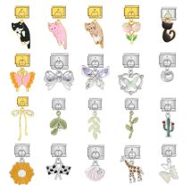 Fashion Animal Plant Series Italian Pendant Link Fit 9mm Stainless Steel Jewelry Charm Bracelet Making DIY Beads Accessories