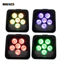 SHEHDS 4 pz Batteria LED 6x18 w RGBWA + UV 6in1 Par Telecomando Senza Fili DMX512 Telefono WIFE Wash Lampada Da Parete Per DJ Disco Natale