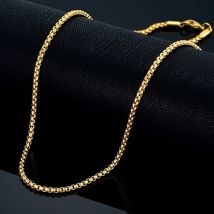 18" 22" 24" lange Halskette 3MM breit goldfarbene Punk-Goldketten für elegante Frauen Kette Party Schmuck Halsketten für Frauen/Männer