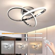 Luz de techo LED regulable, lámpara de techo para dormitorio con control remoto 3000K-6500K, iluminación de techo LED plateada moderna de 36W adecuada