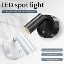 Wiederaufladbare Touch-Wandleuchte mit dreifarbiger Ladefunktion, kabelloser magnetischer Saugstrahler, geeignet für Schlafzimmer, Flure, Garage
