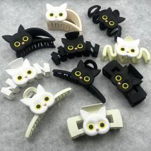 New Cute Black White Cute Cat Claws Clip Large Hair Claw Korean For Women Girl Barrette Crab Hair Clips Gashion Hair Accessories