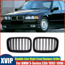 XVIP glänzend schwarzer Kühlergrill im Double Line-Stil, Frontstoßstangengrill für BMW 3er E36 318i 325i M3 1992–1996 Racing Grill