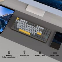 AJAZZAK870 tastiera meccanica a tre modalità RGB tre combatte keycap originale nero grigio giallo fai da te hot-swap