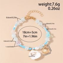 Bohemia Blue Pink Beads Bracelets for Women Handmade Starfish Shell Charm Bracelets Summer Beach Party Jewelry Gift