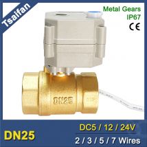 1-Zoll-Messing-Motorventil mit BSP/NPT-Metallgetriebe, DC12V / DC24V 2/3/5/7 Drähte DN25 Elektrisches Motorisiertes Kugelventil IP67, CE