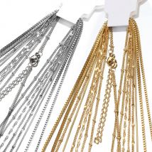 Catene per collane a catena con perline in acciaio inossidabile da 10 pezzi 5 pezzi per gioielli fai da te che fanno risultati catena da 45 cm + 5 cm con chiusure a moschettone non sbiadiscono