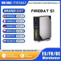 FIREBAT S1 Mini PC Windows 11 Intel Alder Lake N100 N150 DDR4 16GB RAM 512GB SSD BT4.2 Dual HDMI Desktop Schermo dati del computer
