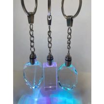 50Pcs Blank Photo Crystal Led Light Keychain Laser Engraved Jewelry Pendant Lamp Decoration Key Ring Gift Box
