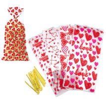 50 teile/los 12,5x27 cm Lange OPP Plastiktüte mit Twist Ties Behandeln Taschen für Valentinstag Taschen Süßigkeiten schokolade Cookie Verpackung