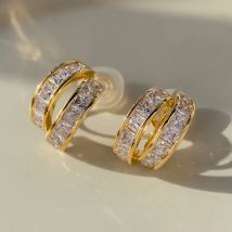 Senior Luxus Gold Farbe C-förmigen Zirkon Ohrringe für Frauen Neue Mode Einfache Atmosphäre Zarte Ohrring Hochzeit Schmuck Geschenke