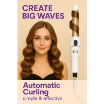 10 rotierender Lockenstab, 28 mm Keramikfass, vollautomatischer Lockenwickler für große Wellen und langlebiges Haarstyling