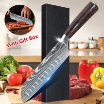 ZENG 7-Zoll-S Santoku-Messer, Allzweckmesser, professionelles Kochmesser, Fleischbeil, Schneiden, Allzweckbeil, Metzger, Kochmesser