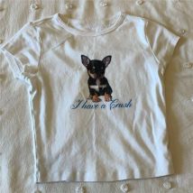 Vintage schöne Hündchen Grafik 1920er Jahre Baby T-Shirt Retro Y2K Crop Tops ästhetische Kurzarm Streetwear Grunge Mädchen Sommer Tops